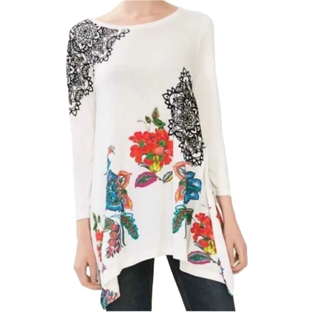 Desigual Ramona Asymmetrical Floral Top